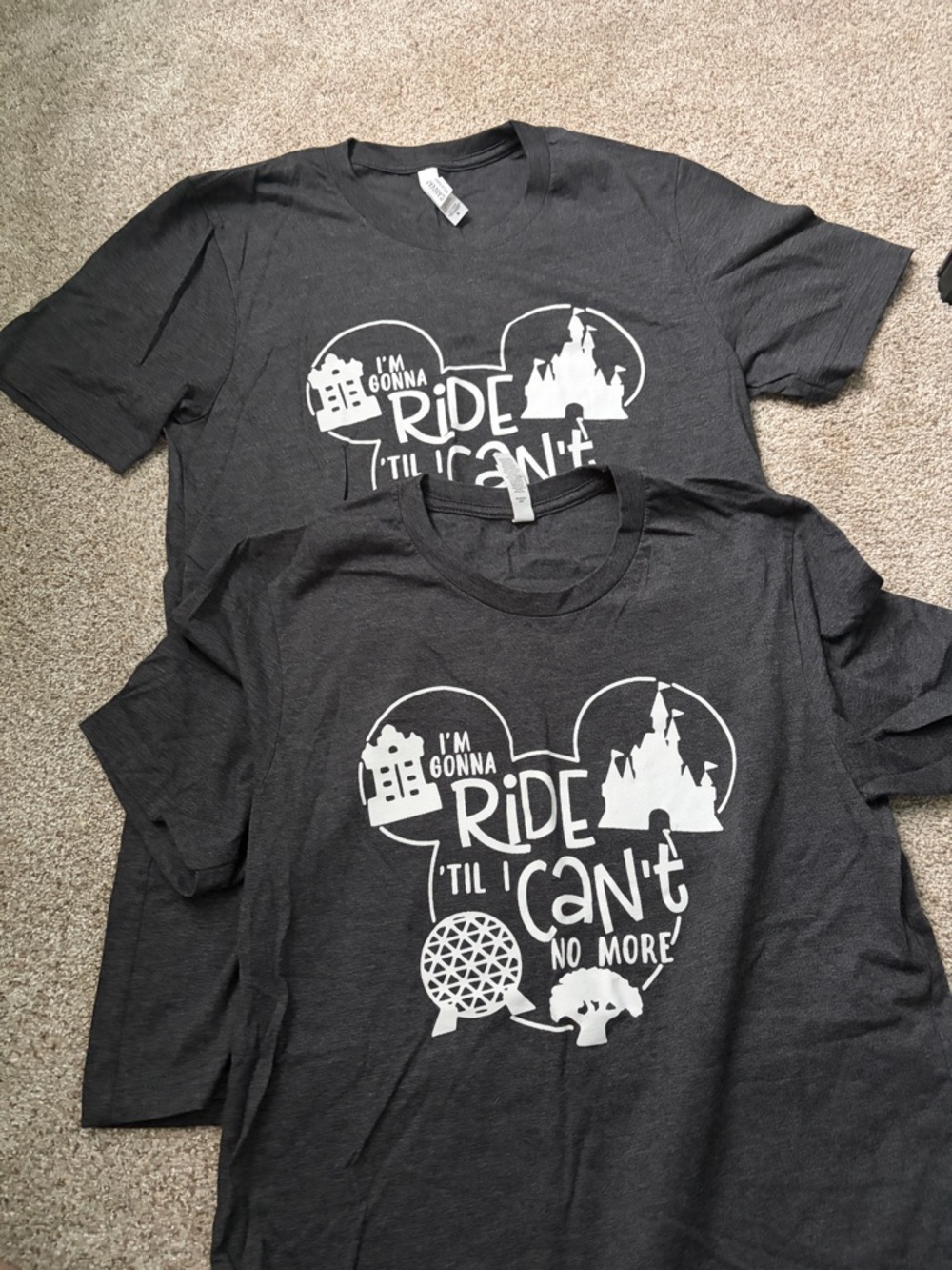 Two Disney T-Shirts / “I’m Gonna Ride Til I Can’t No More”